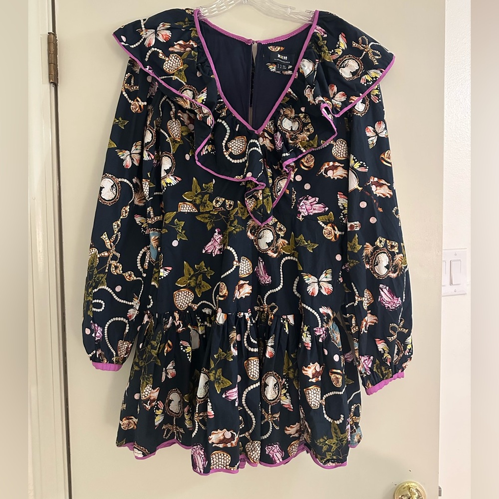 Anthropologie Maeve Black and Pink Dress